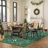 Garvee Washable Rugs for Bedroom 5×7 Non-Slip Christmas Rug Soft Non-Shedding Xmas Holiday Indoor Carpet Festive Bell Snowman Deer Foldable Accent Rugs for Living Room Dining Room Office Kitchen Green
