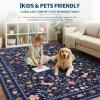 Garvee Washable Runner Rug 2×6 Hallway Runner Rug Modern Solid Color Non Slip Runners Minimalist Low Pile Non-Shedding Long Rugs Soft Thin Foldable Mat for Entryway Kitchen Bathroom Bedside Cream(Blue)