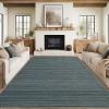 Garvee Washable Striped Rug 10×13, Large Area Rug for Living Room, Bedroom, or Dining Room, Soft Low-Pile Striped Carpet, Non-Slip, Easy to Clean, Neutral Color for Home Decor (Blue)