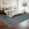 Garvee Washable Striped Rug 10×13, Large Area Rug for Living Room, Bedroom, or Dining Room, Soft Low-Pile Striped Carpet, Non-Slip, Easy to Clean, Neutral Color for Home Decor (Blue)