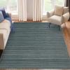 Garvee Washable Striped Rug 10×13, Large Area Rug for Living Room, Bedroom, or Dining Room, Soft Low-Pile Striped Carpet, Non-Slip, Easy to Clean, Neutral Color for Home Decor (Blue)