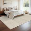Garvee Washable Striped Rug 9×12, Large Soft Area Rug for Living Room Bedroom, Striped Carpet with Low Pile, Non-Slip Backing, Easy to Clean Contemporary Floor Rug for Home Decor (Beige)