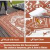 Garvee Waterproof Outdoor Rug 8×10, Outside Plastic Grass Mat for Camping, Modern Reversible Straw Rug Backyard Floor Mat for Picnic Deck & RV, Brick Red & White