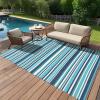 Garvee Waterproof Outdoor Rug 8×10, Plastic Straw Patio Camping Rug, Indoor Outdoor RV Mat Carpet for Deck, Camper, Porch, Balcony, Backyard, Picnic (Light Blue)(Blue Tone)