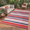 Garvee Waterproof Outdoor Rug 8×10, Plastic Straw Patio Camping Rug, Indoor Outdoor RV Mat Carpet for Deck, Camper, Porch, Balcony, Backyard, Picnic (Light Blue)(Red/Dark Blue)