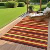 Garvee Waterproof Outdoor Rug 8×10, Plastic Straw Patio Camping Rug, Indoor Outdoor RV Mat Carpet for Deck, Camper, Porch, Balcony, Backyard, Picnic (Light Blue)(Red Tone)