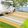 Garvee Waterproof Outdoor Rug 8×10, Plastic Straw Patio Camping Rug, Indoor Outdoor RV Mat Carpet for Deck, Camper, Porch, Balcony, Backyard, Picnic (Light Blue)(Light Blue/Yellow)
