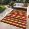 Garvee Waterproof Outdoor Rug 8×10, Plastic Straw Patio Camping Rug, Indoor Outdoor RV Mat Carpet for Deck, Camper, Porch, Balcony, Backyard, Picnic (Light Blue)(Red Tone)