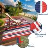 Garvee Waterproof Outdoor Rug 8×10, Plastic Straw Patio Camping Rug, Indoor Outdoor RV Mat Carpet for Deck, Camper, Porch, Balcony, Backyard, Picnic (Light Blue)(Red/Blue)