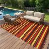 Garvee Waterproof Outdoor Rug 8×10, Plastic Straw Patio Camping Rug, Indoor Outdoor RV Mat Carpet for Deck, Camper, Porch, Balcony, Backyard, Picnic (Light Blue)(Red Tone)