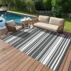 Garvee Waterproof Outdoor Rug 8×10, Plastic Straw Patio Camping Rug, Indoor Outdoor RV Mat Carpet for Deck, Camper, Porch, Balcony, Backyard, Picnic (Light Blue)(Grey)