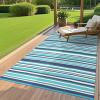 Garvee Waterproof Outdoor Rug 8×10, Plastic Straw Patio Camping Rug, Indoor Outdoor RV Mat Carpet for Deck, Camper, Porch, Balcony, Backyard, Picnic (Light Blue)(Blue Tone)