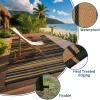 Garvee Waterproof Outdoor Rug 8×10, Plastic Straw Patio Camping Rug, Indoor Outdoor RV Mat Carpet for Deck, Camper, Porch, Balcony, Backyard, Picnic (Light Blue)(Black Brown)