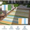 Garvee Waterproof Outdoor Rug 8×10, Plastic Straw Patio Camping Rug, Indoor Outdoor RV Mat Carpet for Deck, Camper, Porch, Balcony, Backyard, Picnic (Light Blue)(Colorful)