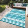 Garvee Waterproof Outdoor Rug 8×10, Plastic Straw Patio Camping Rug, Indoor Outdoor RV Mat Carpet for Deck, Camper, Porch, Balcony, Backyard, Picnic (Light Blue)(Light Blue)