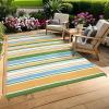 Garvee Waterproof Outdoor Rug 8×10, Plastic Straw Patio Camping Rug, Indoor Outdoor RV Mat Carpet for Deck, Camper, Porch, Balcony, Backyard, Picnic (Light Blue)(Colorful)