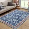 GARVEE Boho 5×7 Area Rugs for Living Room, Vintage Persian Rug for Bedroom, Oriental Distressed Floral Print Indoor Carpet Rug Washable Thin Rug Non Slip Large Throw Rugs for Dining Room Kitchen, Blue