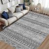 Garvee 10X13 ft Boho Distressed Area Rug for Living Room, Machine Washable Area Rugs, Stain-Resistant Non-Slip Large Carpet for Living Room/Dining Room & Home Decor-Non Shedding/Low Pile(Blue)(Black)