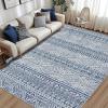 Garvee 10X13 ft Boho Distressed Area Rug for Living Room, Machine Washable Area Rugs, Stain-Resistant Non-Slip Large Carpet for Living Room/Dining Room & Home Decor-Non Shedding/Low Pile(Blue)(Blue)
