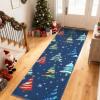 Garvee 2×6 Runner Rug, Checkered Christmas Rugs for Holiday Decor, Non Slip Low Pile Washable Rug for Kitchen, Entryway, Living Room, Bedroom, Red(Blue (Xmas Tree))