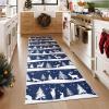Garvee 2×6 Runner Rug, Checkered Christmas Rugs for Holiday Decor, Non Slip Low Pile Washable Rug for Kitchen, Entryway, Living Room, Bedroom, Red(Blue (Xmas Tree Reindeer))