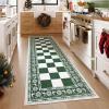 Garvee 2×6 Runner Rug, Checkered Christmas Rugs for Holiday Decor, Non Slip Low Pile Washable Rug for Kitchen, Entryway, Living Room, Bedroom, Red(Green and White)