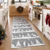 Garvee 2×6 Runner Rug, Checkered Christmas Rugs for Holiday Decor, Non Slip Low Pile Washable Rug for Kitchen, Entryway, Living Room, Bedroom, Red(Grey (Xmas Tree Reindeer))