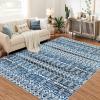 Garvee 3×5 ft Modern Geometric Area Rug for Living Room, Plush & Soft Faux Wool,Machine Washable Non-Slip Large Carpet for Living Room, Bedroom, Dining Room/Office/Farmhouse/Home Decor(Blue)(Blue)