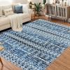 Garvee 3×5 ft Modern Geometric Area Rug for Living Room, Plush & Soft Faux Wool,Machine Washable Non-Slip Large Carpet for Living Room, Bedroom, Dining Room/Office/Farmhouse/Home Decor(Blue)(Blue Black)