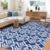 Garvee 5×7 ft Geometric Area Rugs, Modern Washable Rugs for Living Room, Ultra-Thin Low Pile Large Carpet for Bedroom, Stain Resistant Non Slip Indoor Floor Mat for Dining Room/Kitchen/Nursery(Blue)(Blue)