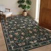 Garvee Area Rug 5×7, Floral Modern Washable Rugs, Non-Slip Low-Pile Soft Floor Carpet for Bedroom, Living Room, Dining Room, Green(Black)