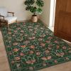 Garvee Area Rug 5×7, Floral Modern Washable Rugs, Non-Slip Low-Pile Soft Floor Carpet for Bedroom, Living Room, Dining Room, Green(Green)