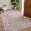 Garvee Area Rug 5×7, Floral Modern Washable Rugs, Non-Slip Low-Pile Soft Floor Carpet for Bedroom, Living Room, Dining Room, Green(Pink)