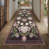 Garvee Floral 9×12 Area Rugs for Living Room Bedroom Soft Non Slip Stain Resistant Botanical Print Carpet Indoor Vintage Low Pile Large Floor Rug for Dining Room Classroom Office Apartment, Green(Purple)