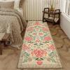 Garvee Floral 9×12 Area Rugs for Living Room Bedroom Soft Non Slip Stain Resistant Botanical Print Carpet Indoor Vintage Low Pile Large Floor Rug for Dining Room Classroom Office Apartment, Green(Brown)