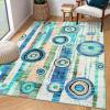 Garvee Large Washable Living Room Rugs 10×13 Modern Abstract Accent Carpet with Non-Slip Backing, Contemporary Low Pile Area Rugs, Stain-Resistant Geometric Indoor Mat for Bedroom, Blue Green(Blue Green)