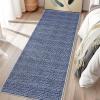 Garvee Modern Living Room Rug 8×10 Large Washable Checkered Print Accent Carpet with Non-Slip Backing, Soft Low Pile Area Rug, Solid Contemporary Floor Cover for Dining Room, Black(Blue)