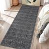 Garvee Modern Living Room Rug 8×10 Large Washable Checkered Print Accent Carpet with Non-Slip Backing, Soft Low Pile Area Rug, Solid Contemporary Floor Cover for Dining Room, Black(Black)