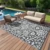 Garvee Outdoor Rug 8×10 ft Waterproof for Patios Clearance, Reversible Plastic Straw Camping Rug Carpet, Large Area Rugs Mats for RV, Picnic, Backyard, Deck, Balcony, Porch, Beach (Grey/White)