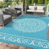 Garvee Outdoor Rug, Outdoor Plastic Straw Rug, Outdoor Rugs 9×12 for Patios Clearance Waterproof Patio Rug, Camping Rugs for Outside Rv, Grey Recyclable Woven Rugs for Yard, Deck,Orange/Pink/Green(Teal+white)