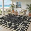 Garvee Outdoor Rugs 8’x10’ Waterproof Reversible Mats, Large Area Plastic Straw Rug, Outside Carpet, Geometric Rv Mat for Patio Camping Picnic Backyard Deck Balcony Porch Beach Trailer(Black & Brown)