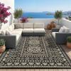 Garvee Outdoor Rugs 8’x10’ Waterproof Reversible Mats, Large Area Plastic Straw Rug, Outside Carpet, Vintage Rv Mat for Patio Camping Picnic Backyard Deck Balcony Porch Beach Trailer(Black & Brown)
