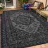 Garvee Patio Rugs Outdoor 10×14 Plastic Straw Rug Reversible Camping Carpet, Waterproof Vintage Outdoor Mat with 4 Stakes and Storage Bag for RV, Picnic, Backyard, Deck, Balcony, Porch, Beach(Vintage|black&grey)