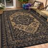 Garvee Patio Rugs Outdoor 10×14 Plastic Straw Rug Reversible Camping Carpet, Waterproof Vintage Outdoor Mat with 4 Stakes and Storage Bag for RV, Picnic, Backyard, Deck, Balcony, Porch, Beach(Vintage|black&brown)