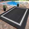 Garvee Patio Rugs Outdoor 10×14 Plastic Straw Rug Reversible Camping Carpet, Waterproof Vintage Outdoor Mat with 4 Stakes and Storage Bag for RV, Picnic, Backyard, Deck, Balcony, Porch, Beach(Border|black)