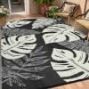 Garvee Patio Rugs Outdoor 10×14 Plastic Straw Rug Reversible Camping Carpet, Waterproof Vintage Outdoor Mat with 4 Stakes and Storage Bag for RV, Picnic, Backyard, Deck, Balcony, Porch, Beach(Leaf|black&beige)