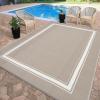 Garvee Patio Rugs Outdoor 10×14 Plastic Straw Rug Reversible Camping Carpet, Waterproof Vintage Outdoor Mat with 4 Stakes and Storage Bag for RV, Picnic, Backyard, Deck, Balcony, Porch, Beach(Border|dusty Taupe)