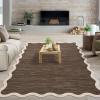 Garvee Scalloped Washable Rugs 9×12 Area Rug for Bedroom Rug Non Slip Throw Rugs Large Living Room Rug Modern Farmhouse Low Pile Soft Stain Resistant Carpet for Nursery Dining Room 9’x12′ Dark Brown