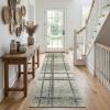 Garvee Washable 2×6 Runner Rug, Modern Geometric Kitchen Rugs, Soft Non Slip Stain Resistant Hallway Runner Indoor Contemporary Distressed Throw Carpet for Laundry Bathroom Bedroom, Green(Plaid|green)