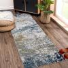 Garvee Washable 4×6 Area Rug for Bedroom Low Pile Living Room Carpet Mat Non Shedding Modern Braided Print (Not Woven) Small Carpet for Bedside Kitchen Entryway Kids Room Office College Dorm, Beige(Abstract | Blue)